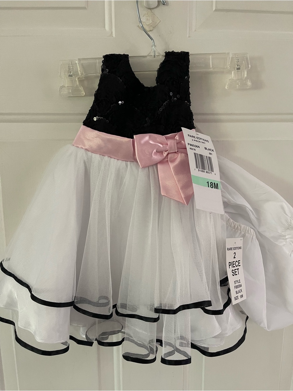 Rare Editions Black and Pink Satin Bow Tulle Dress New size 18 Months